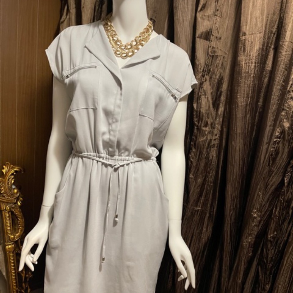 MOHITO Tie-Waist Zip-Accent Shirt Dress